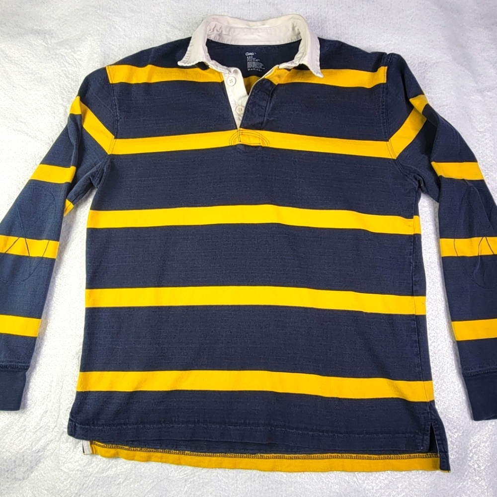 Vintage Gap Rugby Polo Shirt Mens Large Striped U. Michigan Wolverines Colors